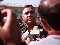 SSP Baramulla Mohd Zaid Malik speaks to the media during Police Commemoration Day in Baramulla, Jammu and Kashmir, India, on October 21, 202...