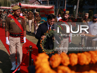 DC Baramulla Minga Sherpa, along with JK Police officials, takes part in the Police Commemoration Day in Baramulla, Jammu and Kashmir, India...