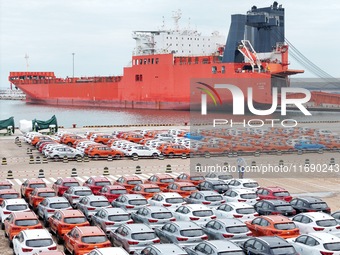 Chinese-made cars are assembled at Yantai Port for shipment for export in Yantai, China, on October 21, 2024. According to the General Admin...