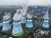 A thermal power plant of Shanghai Baoshan Iron and Steel Co., Ltd. is seen in Nanjing, Jiangsu province, China, on October 21, 2024. China c...