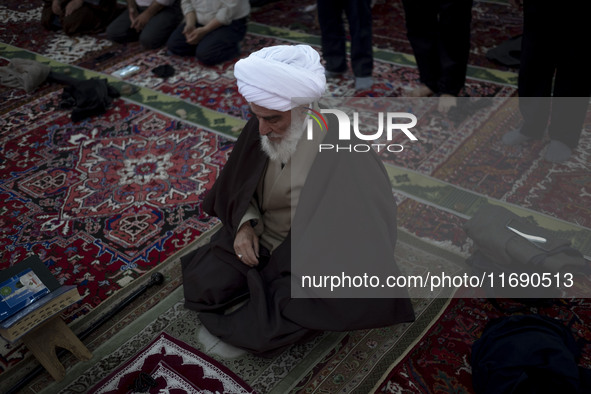 An Iranian cleric prepares to lead a mass prayer ceremony at a mosque in the historical city of Tabriz, located 624 km (388 miles) northwest...