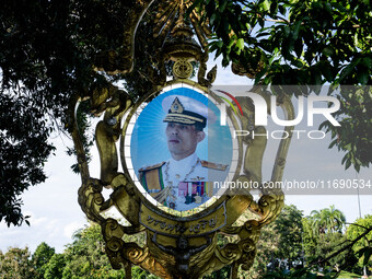 A poster of Thai King Maha Vajiralongkorn is on display in Betong, Yala Province, Thailand, on October 21, 2024. (