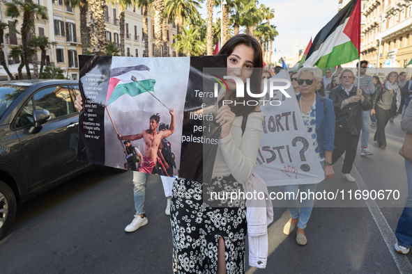 Pro palestinian demonstration in Bari, Italy, on October 21, 2024. 