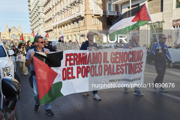 Pro palestinian demonstration in Bari, Italy, on October 21, 2024. 