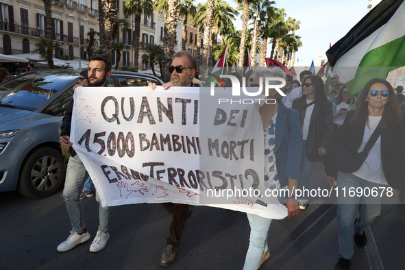 Pro palestinian demonstration in Bari, Italy, on October 21, 2024. 