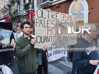 Pro palestinian demonstration in Bari, Italy, on October 21, 2024. (