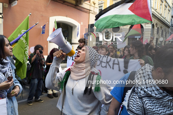 Pro palestinian demonstration in Bari, Italy, on October 21, 2024. 