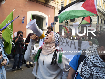 Pro palestinian demonstration in Bari, Italy, on October 21, 2024. (