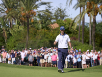 Jorge Campillo of Spain reacts on the 18th green during the play-off on day four of the Estrella Damm N.A. Andalucia Masters 2024 at Real Cl...