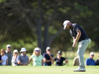 Andy Sullivan of England plays a shot on the 18th green during day four of the Estrella Damm N.A. Andalucia Masters 2024 at Real Club de Gol...