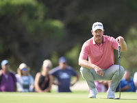 Jacques Kruyswijk of South Africa studies his shot on the 18th green during day four of the Estrella Damm N.A. Andalucia Masters 2024 at Rea...