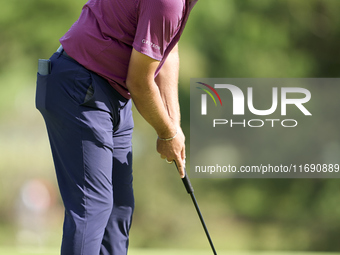 Daniel Brown of England plays a shot on the 15th green during day four of the Estrella Damm N.A. Andalucia Masters 2024 at Real Club de Golf...