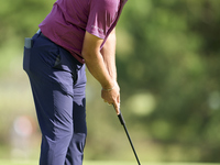 Daniel Brown of England plays a shot on the 15th green during day four of the Estrella Damm N.A. Andalucia Masters 2024 at Real Club de Golf...