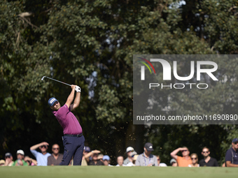 Daniel Brown of England plays his second shot on the 15th hole during day four of the Estrella Damm N.A. Andalucia Masters 2024 at Real Club...