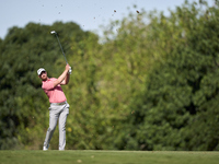 Jacques Kruyswijk of South Africa plays his second shot on the 15th hole during day four of the Estrella Damm N.A. Andalucia Masters 2024 at...