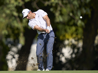 Fabrizio Zanotti of Paraguay plays his second shot on the 15th hole during day four of the Estrella Damm N.A. Andalucia Masters 2024 at Real...