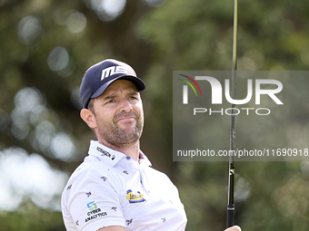 Marcel Schneider of Germany tees off on the 5th hole during day four of the Estrella Damm N.A. Andalucia Masters 2024 at Real Club de Golf S...