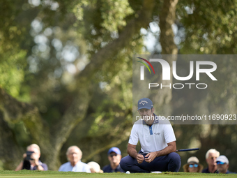 Jorge Campillo of Spain studies his shot on the 4th green during day four of the Estrella Damm N.A. Andalucia Masters 2024 at Real Club de G...