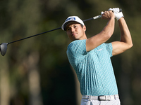 Johannes Veerman of the USA tees off on the 2nd hole during day four of the Estrella Damm N.A. Andalucia Masters 2024 at Real Club de Golf S...