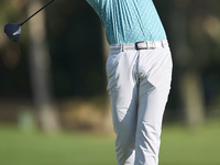 Johannes Veerman of the USA tees off on the 2nd hole during day four of the Estrella Damm N.A. Andalucia Masters 2024 at Real Club de Golf S...