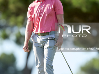 Jacques Kruyswijk of South Africa reacts on the 1st green during day four of the Estrella Damm N.A. Andalucia Masters 2024 at Real Club de G...