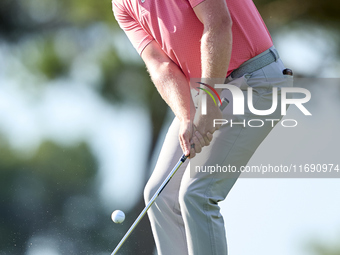 Jacques Kruyswijk of South Africa approaches his ball on the 1st green during day four of the Estrella Damm N.A. Andalucia Masters 2024 at R...