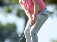 Jacques Kruyswijk of South Africa approaches his ball on the 1st green during day four of the Estrella Damm N.A. Andalucia Masters 2024 at R...