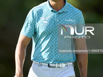 Johannes Veerman of the USA reacts on the 1st green during day four of the Estrella Damm N.A. Andalucia Masters 2024 at Real Club de Golf So...