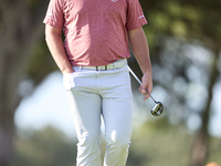 Jon Rahm of Spain reacts on the 1st green during day four of the Estrella Damm N.A. Andalucia Masters 2024 at Real Club de Golf Sotogrande i...