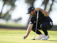 Romain Langasque of France studies his shot on the 1st green during day four of the Estrella Damm N.A. Andalucia Masters 2024 at Real Club d...