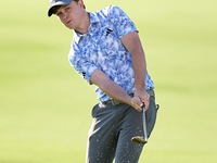 Jayden Schaper of South Africa approaches his ball on the 1st green during day four of the Estrella Damm N.A. Andalucia Masters 2024 at Real...