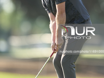 Paul Waring of England approaches his ball on the 1st green during day four of the Estrella Damm N.A. Andalucia Masters 2024 at Real Club de...