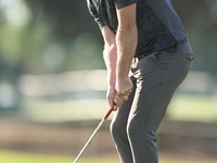 Paul Waring of England approaches his ball on the 1st green during day four of the Estrella Damm N.A. Andalucia Masters 2024 at Real Club de...