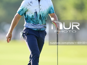 Thorbjorn Olesen of Denmark reacts on the 1st green during day four of the Estrella Damm N.A. Andalucia Masters 2024 at Real Club de Golf So...