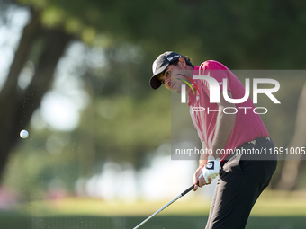 Eugenio Chacarra of Spain approaches his ball on the 1st green during day four of the Estrella Damm N.A. Andalucia Masters 2024 at Real Club...