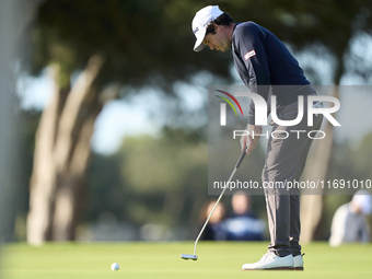 Ricardo Gouveia of Portugal plays a shot on the 1st green during day four of the Estrella Damm N.A. Andalucia Masters 2024 at Real Club de G...