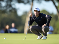 Ricardo Gouveia of Portugal studies his shot on the 1st green during day four of the Estrella Damm N.A. Andalucia Masters 2024 at Real Club...