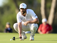 Adrian Otaegui of Spain studies his shot on the 1st green during day four of the Estrella Damm N.A. Andalucia Masters 2024 at Real Club de G...