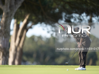 Angel Hidalgo of Spain plays a shot on the 1st green during day four of the Estrella Damm N.A. Andalucia Masters 2024 at Real Club de Golf S...