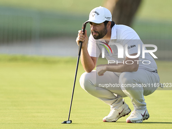 Adrian Otaegui of Spain studies his shot on the 1st green during day four of the Estrella Damm N.A. Andalucia Masters 2024 at Real Club de G...