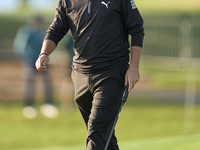 Angel Hidalgo of Spain reacts on the 2nd hole during day four of the Estrella Damm N.A. Andalucia Masters 2024 at Real Club de Golf Sotogran...