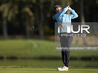 Marcus Kinhult of Sweden tees off on the 2nd hole during day four of the Estrella Damm N.A. Andalucia Masters 2024 at Real Club de Golf Soto...