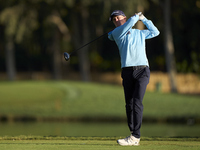 Marcus Kinhult of Sweden tees off on the 2nd hole during day four of the Estrella Damm N.A. Andalucia Masters 2024 at Real Club de Golf Soto...