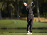 Nicolai Hojgaard of Denmark tees off on the 2nd hole during day four of the Estrella Damm N.A. Andalucia Masters 2024 at Real Club de Golf S...