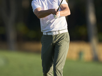 Ross Fisher of England tees off on the 2nd hole during day four of the Estrella Damm N.A. Andalucia Masters 2024 at Real Club de Golf Sotogr...