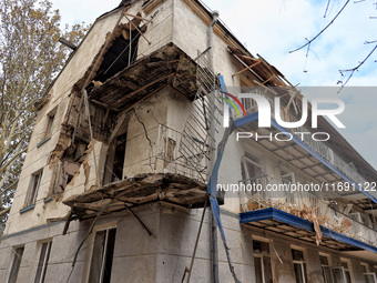 A sanatorium is damaged by the October 18 Russian missile strike in Odesa, Ukraine, on October 19, 2024. NO USE RUSSIA. NO USE BELARUS. (