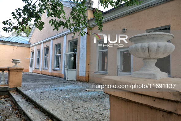 A building is damaged by the October 18 Russian missile strike in Odesa, Ukraine, on October 19, 2024. NO USE RUSSIA. NO USE BELARUS. 