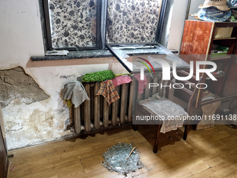 A damaged room remains after the October 18 Russian missile strike in Odesa, Ukraine, on October 19, 2024. (