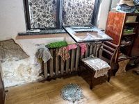 A damaged room remains after the October 18 Russian missile strike in Odesa, Ukraine, on October 19, 2024. (