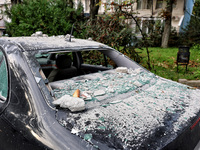 A car is damaged by the October 18 Russian missile strike in Odesa, Ukraine, on October 19, 2024. NO USE RUSSIA. NO USE BELARUS. (